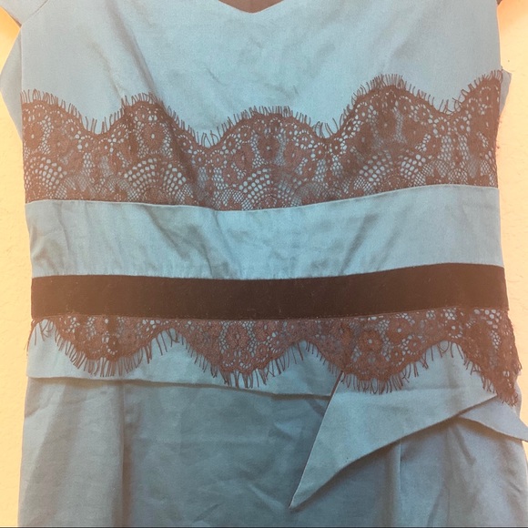 Coco & Tashi Teal Black Lace Fitted Dress - Picture 4 of 10